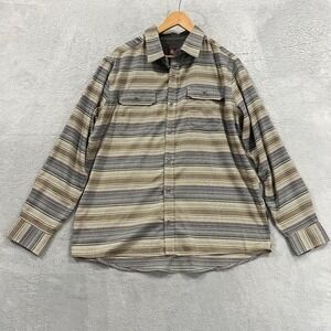 Swiss Tech Shirt Mens Large Button Up Long Sleeve Striped Aztec Western Cowboy